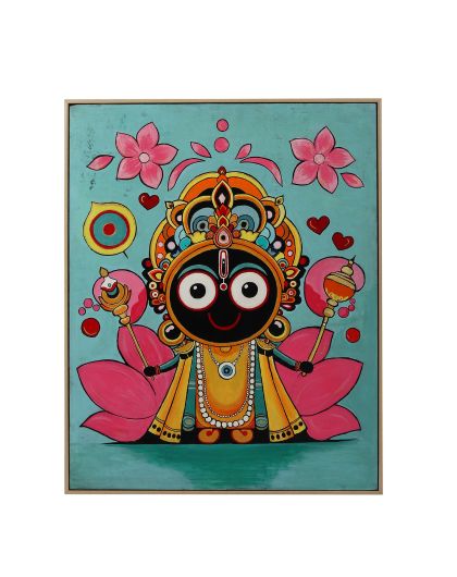 Hand-Painted Lord Jagannath Painting on Lotus