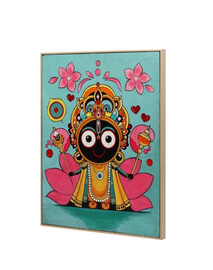 Hand-Painted Lord Jagannath Painting on Lotus