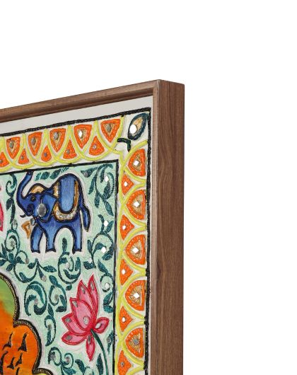 Handmade Indian Ethnic Art | Sunset Boats Painting with Floral Border | Rajasthani Decor