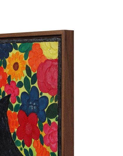 "Midnight Garden" - Textured Floral and Moon Painting