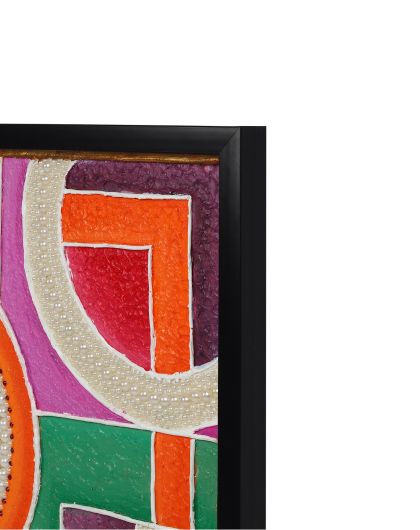 Vibrant Geometric Beaded Wall Art | Mixed Media Abstract Painting